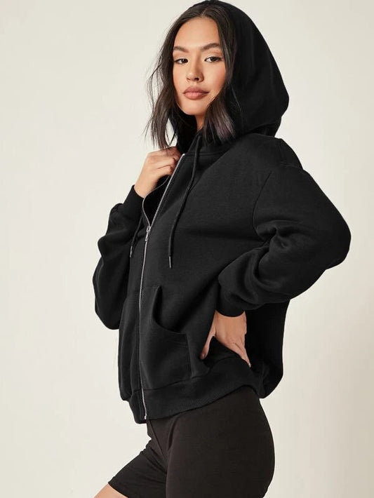 Black Zipper Hoodie