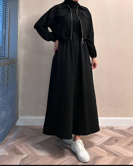 2pc Winte Long Frock with Upper Fleece Jacket