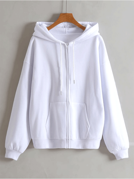 White Zipper Hoodie